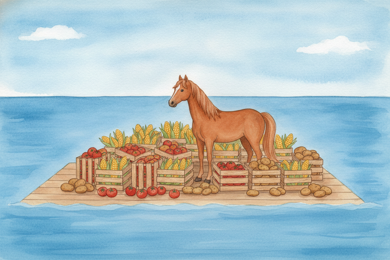 Once the sea roads were open, ~~the strangest cargo of all~~ began to travel: living things. Horses, wheat, and chickens