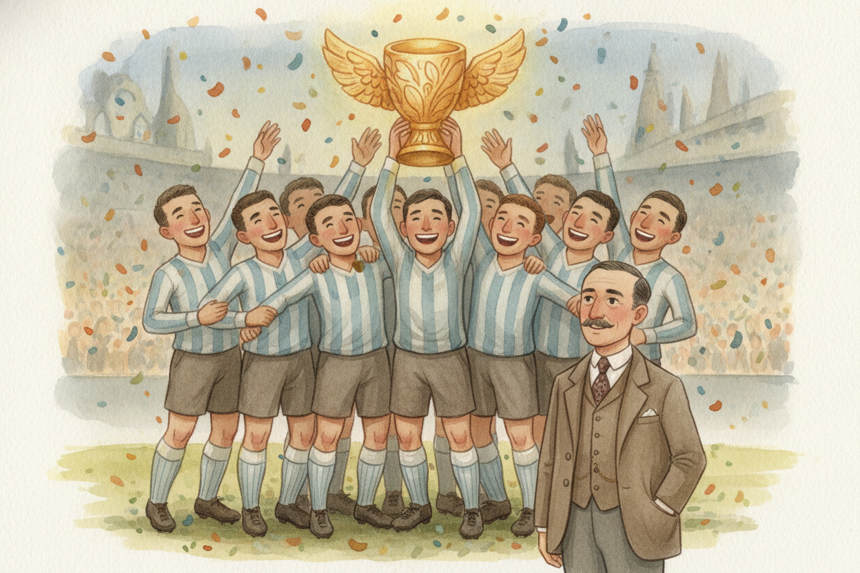Uruguay won, ~~four goals to two~~. The home country **erupted with joy**, and the very first World Cup champions lifted