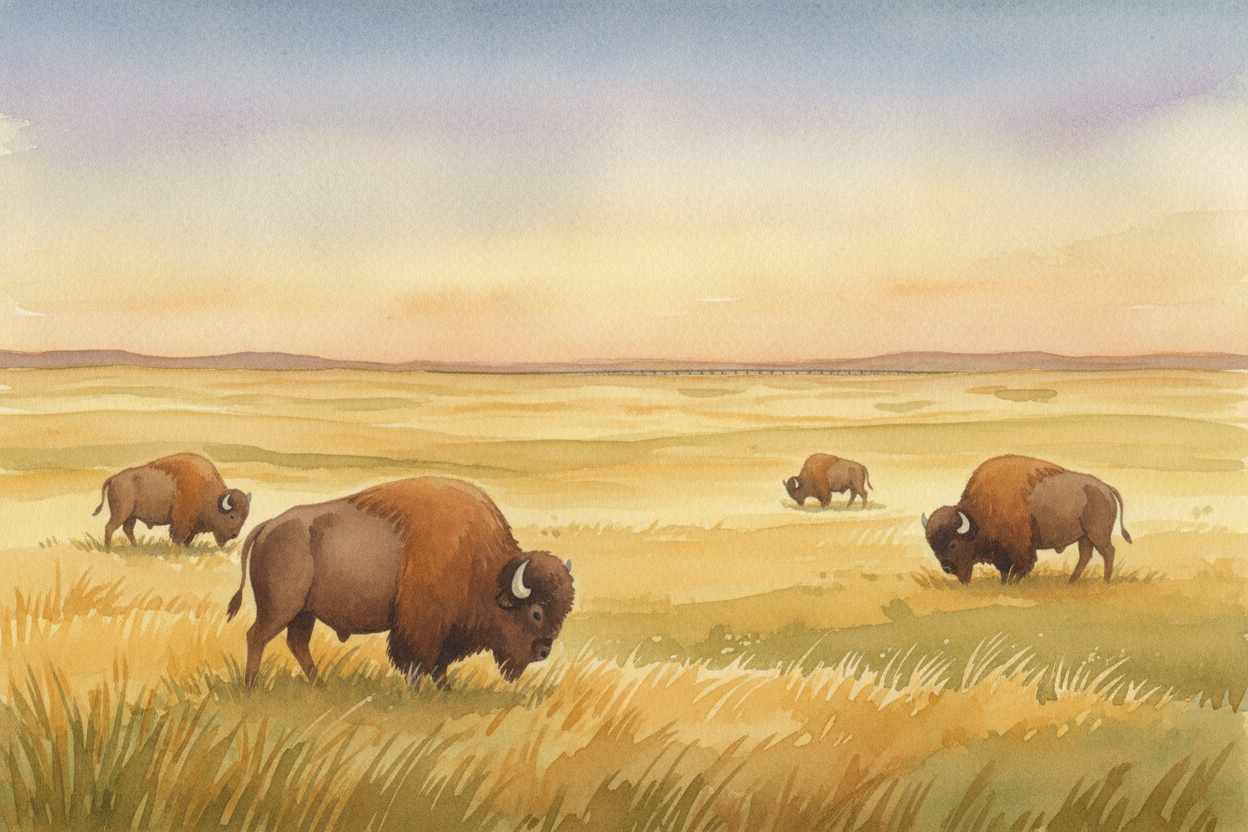 Out on the ++Great Plains++, life depended on the buffalo. Whole nations followed the great herds, using them for food, 