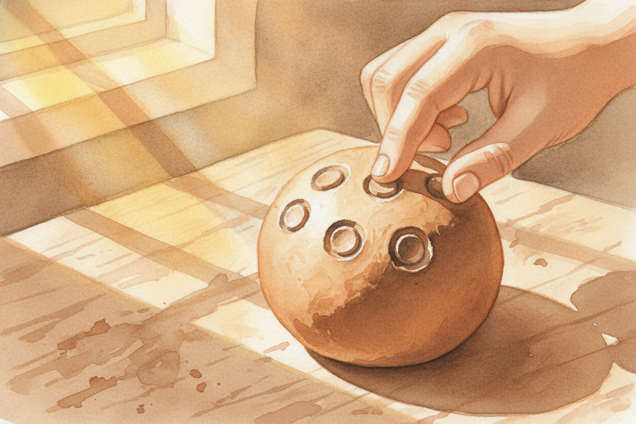 ~~Here's the leap.~~ Before sealing the tokens inside, someone started pressing each token into the soft outside of the 