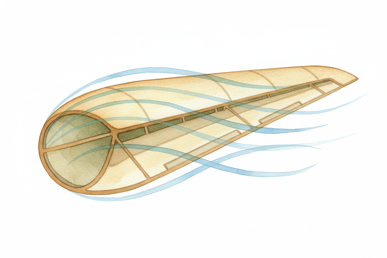 ~~The secret lives in the wings.~~ An airplane wing isn't flat like a ruler — it's curved on top and flatter on the bott