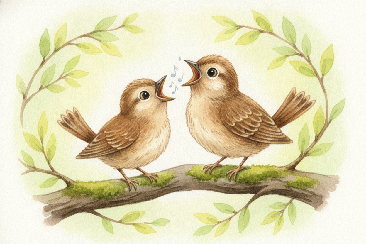 So most animal skills are a blend of two things: the **pre-loaded part and the practiced part**. A young songbird is bor