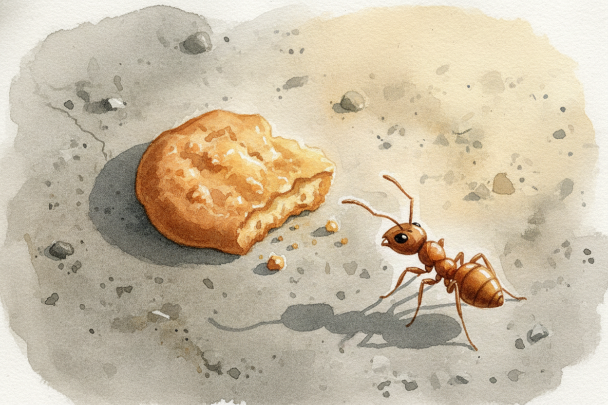 You drop a cookie crumb on the sidewalk. ~~Within minutes~~, a parade of ants is marching straight to it — not wandering