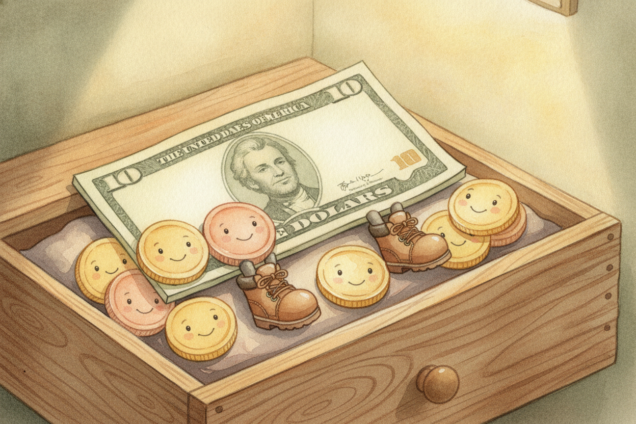 ~~So next time~~ you tuck money into a bank, don't picture it napping in a drawer. Picture it **pulling on tiny work boo