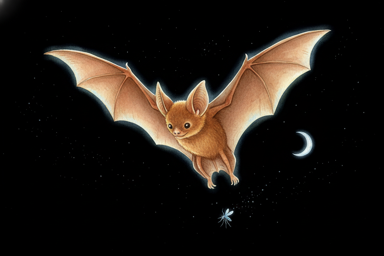 It's midnight in the forest. No moon, no stars, just blackness so thick you can't see your hand in front of your face. A