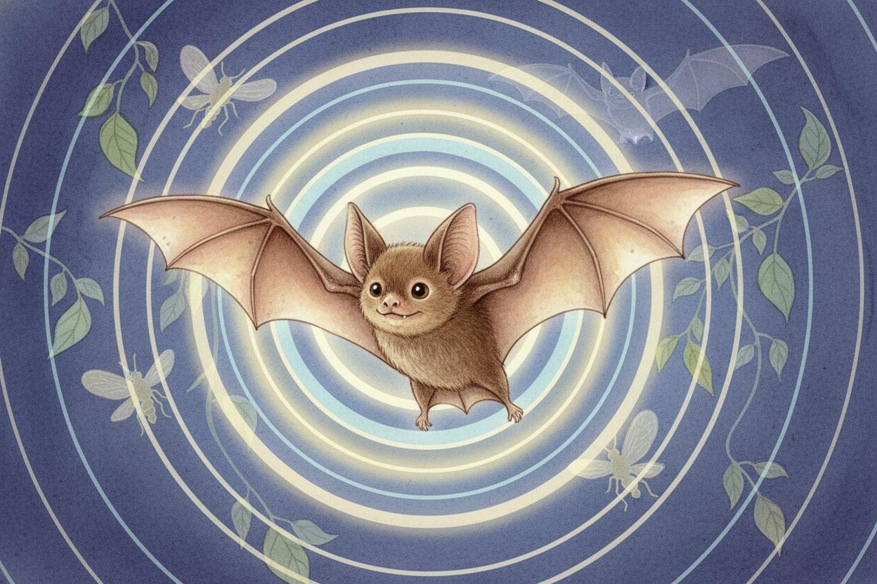 And the bat doesn't scream just once. It screams constantly — ten times per second while cruising, ~~a hundred times per