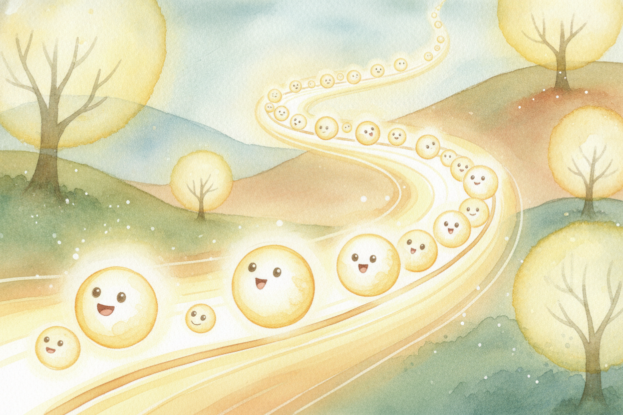네가 *스위치를 켜는 순간*, **길이 열려요.** 전자들은 꽉 찬 끝에서 흘러나와 전선을 힘차게 달리고, 반겨 주는 끝을 향해 쏟아져 들어가요. 이렇게 흐르는 **전자의 강**에는 네가 이미 아는 이름이 있어요. 