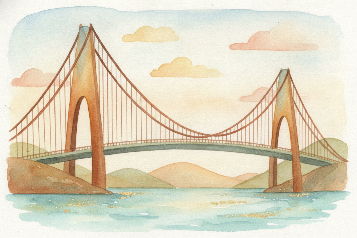 ~~Now flip the whole idea upside down~~ and you get the suspension bridge. Instead of pushing weight down through stone,