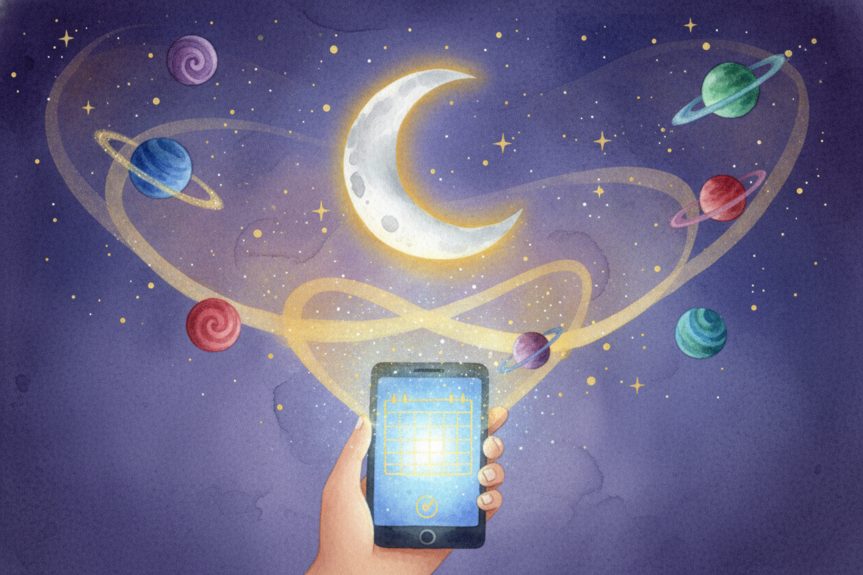 So when you glance at your phone to check what day it is, you're seeing **thousands of years of human sky-watching, math