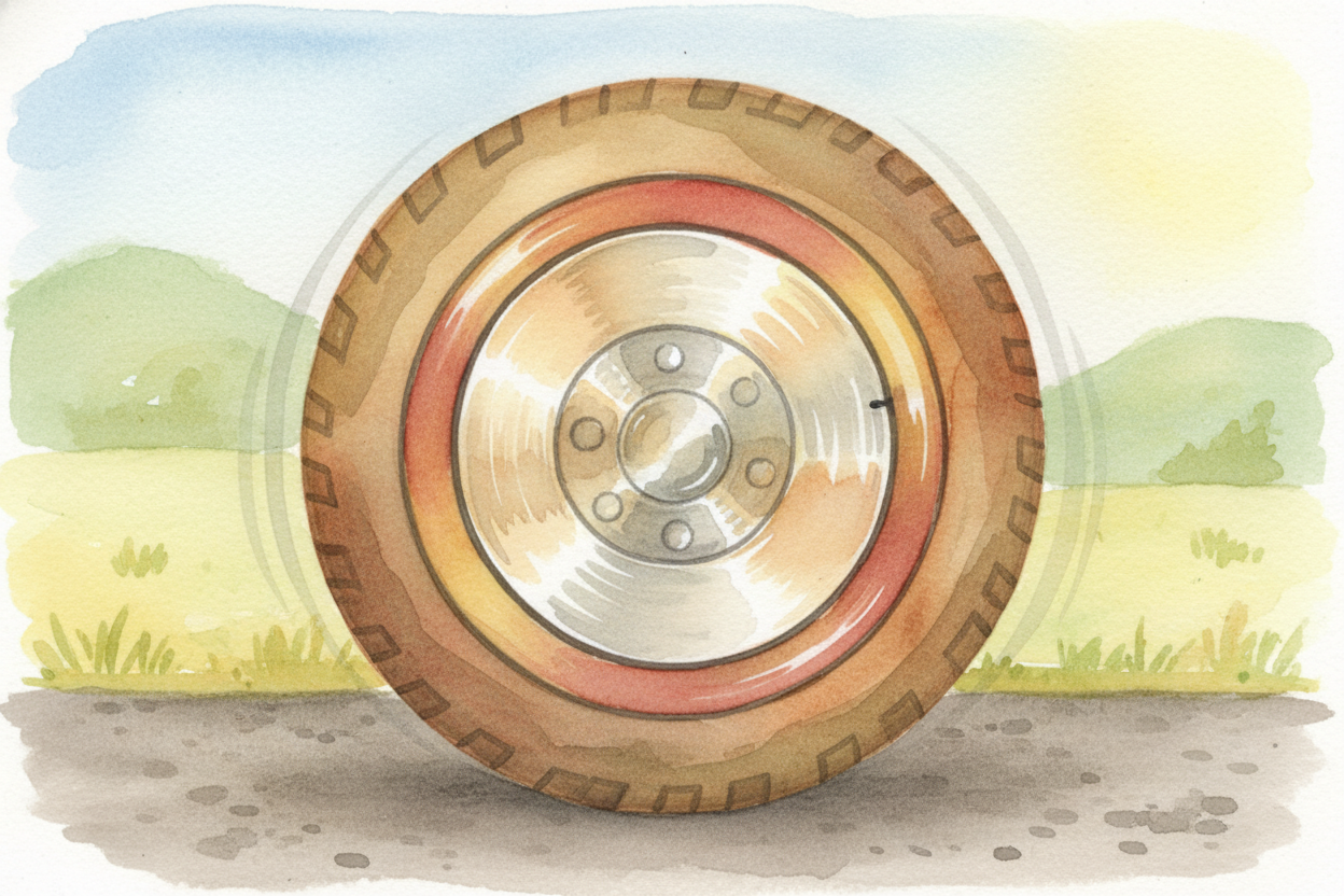 Inside each wheel sits a flat metal disc called a ++rotor++. It spins with the wheel, **whirring around hundreds of time