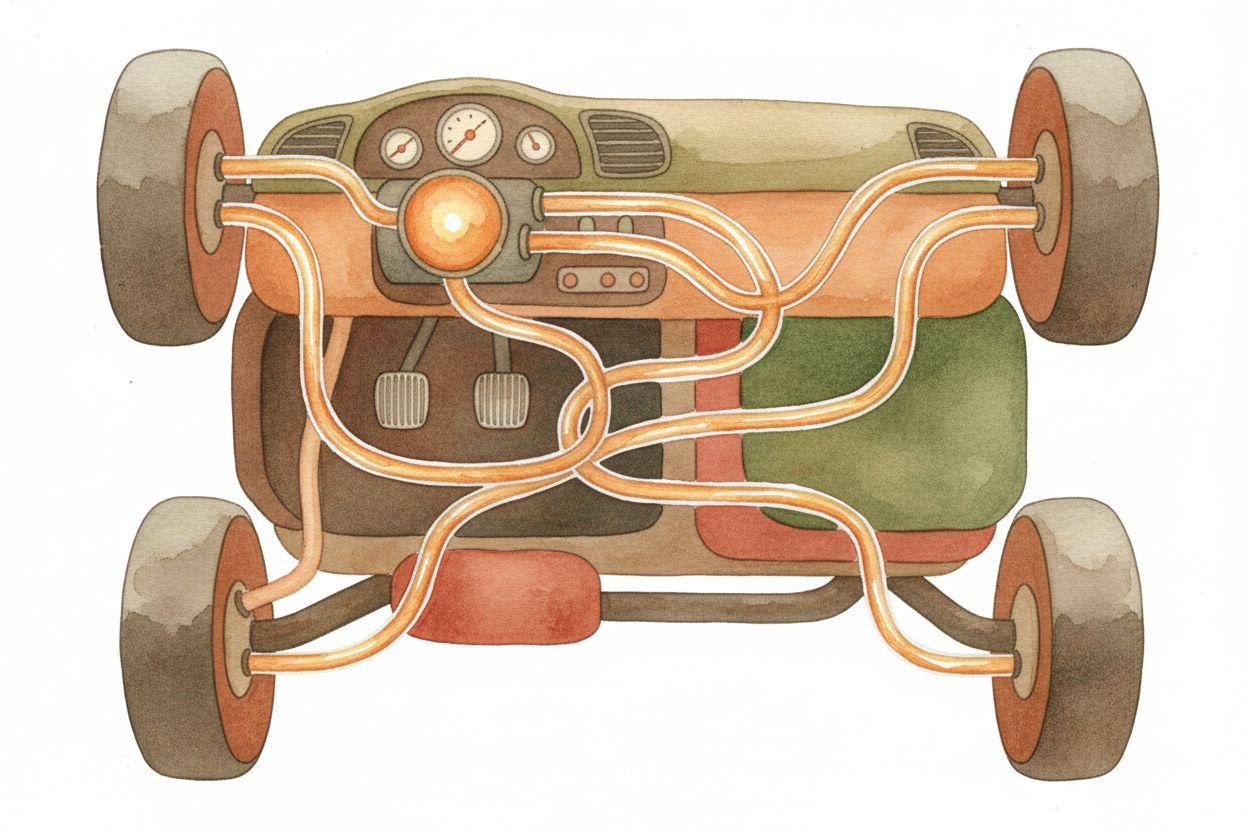 When you press the brake pedal, you're not directly touching the wheels — **you're pushing fluid**. A special oil called