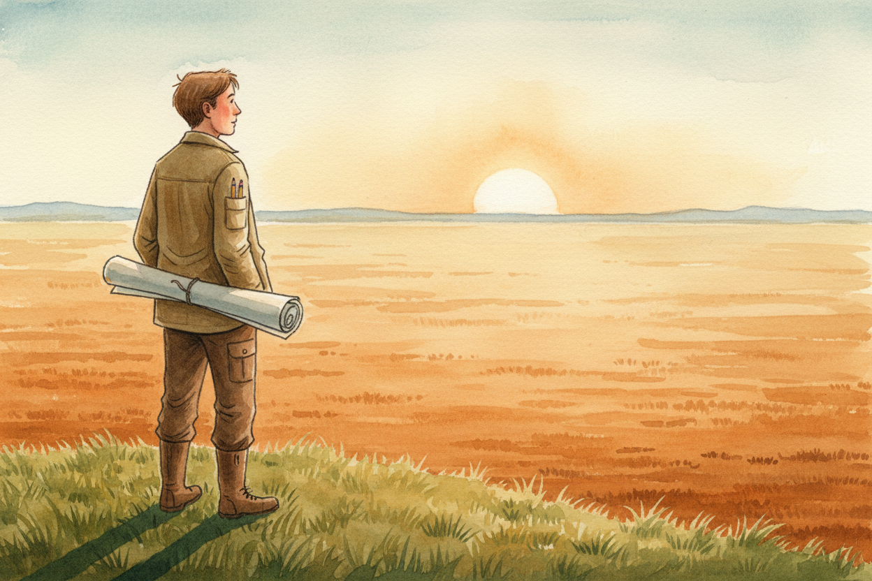 ~~Someone once had to look at flat, empty land and decide:~~ **road here, park there, houses over there**. Before any ci