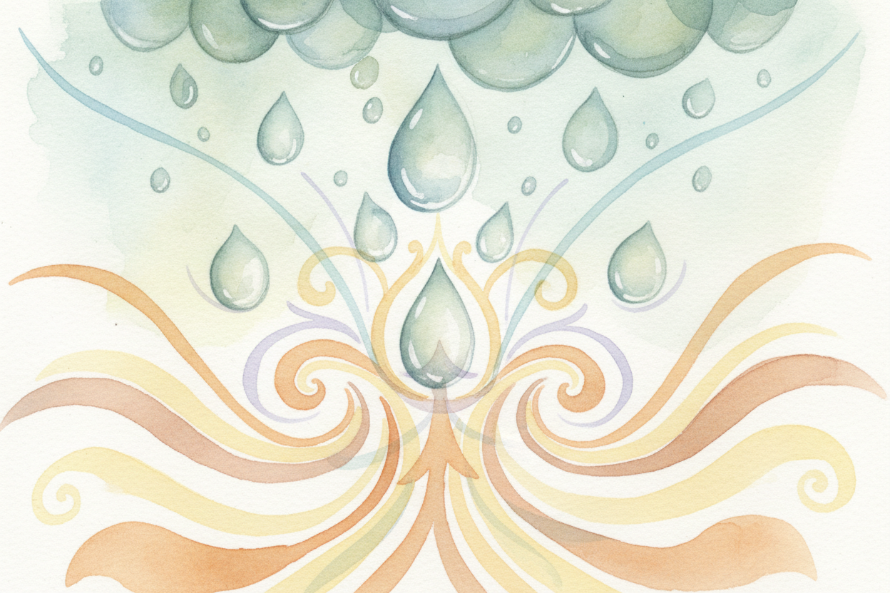 So the cloud droplets are falling, and the air is rising, and they meet somewhere in the middle — ~~hovering~~. _It's li