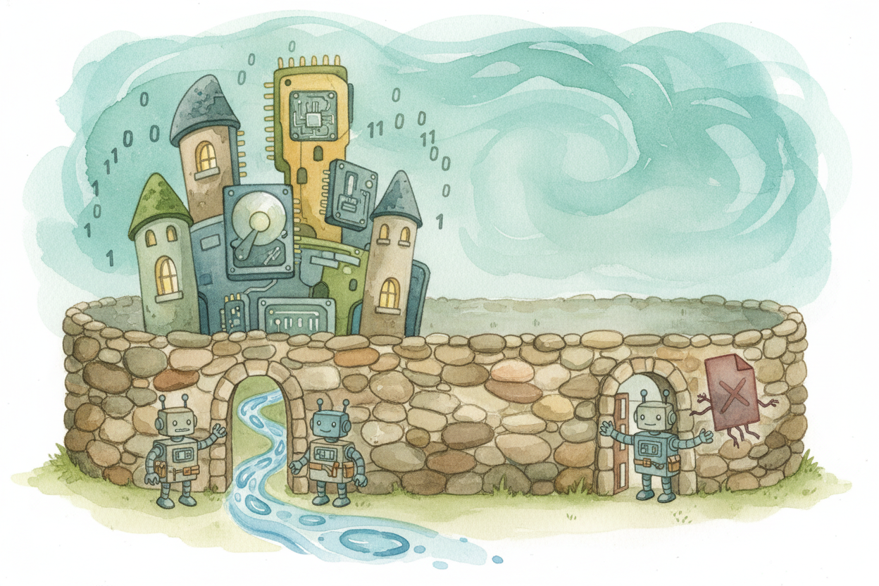 The second line of defense is the ++firewall++. Think of it as the **castle's outer wall with only a few small gates**. 