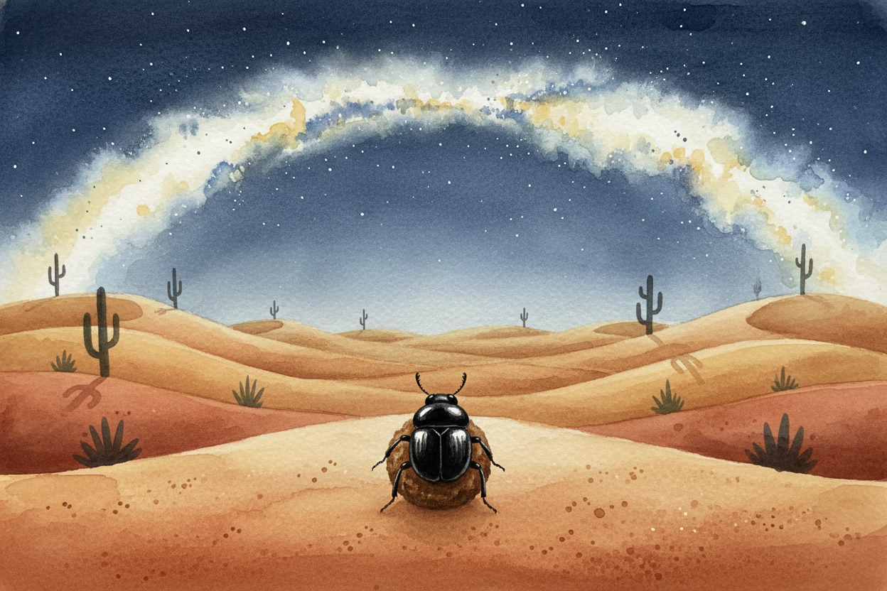 The Milky Way is **ten thousand stars** blurred together into a stripe. To the beetle, it's a bright smudge in a specifi