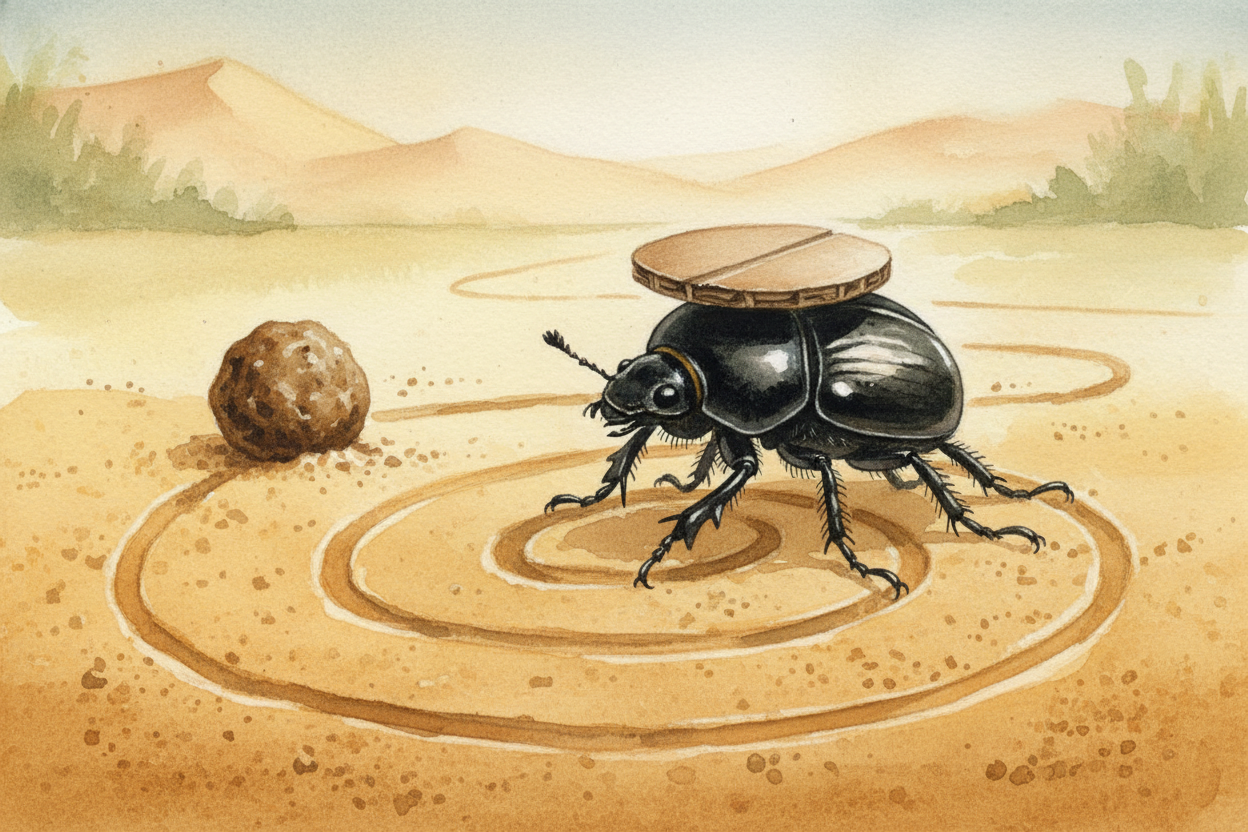 Scientists tested this by putting ~~little cardboard hats~~ on beetles to block the sky. The beetles immediately started
