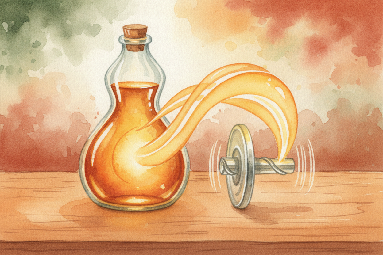 An engine is a machine that turns fuel into motion. The fuel — usually gasoline — is a liquid packed with energy, like *