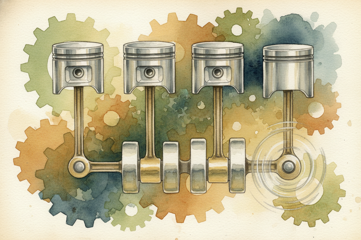 Inside the engine are metal tubes called cylinders — usually four, six, or eight of them, lined up like soda cans in a p