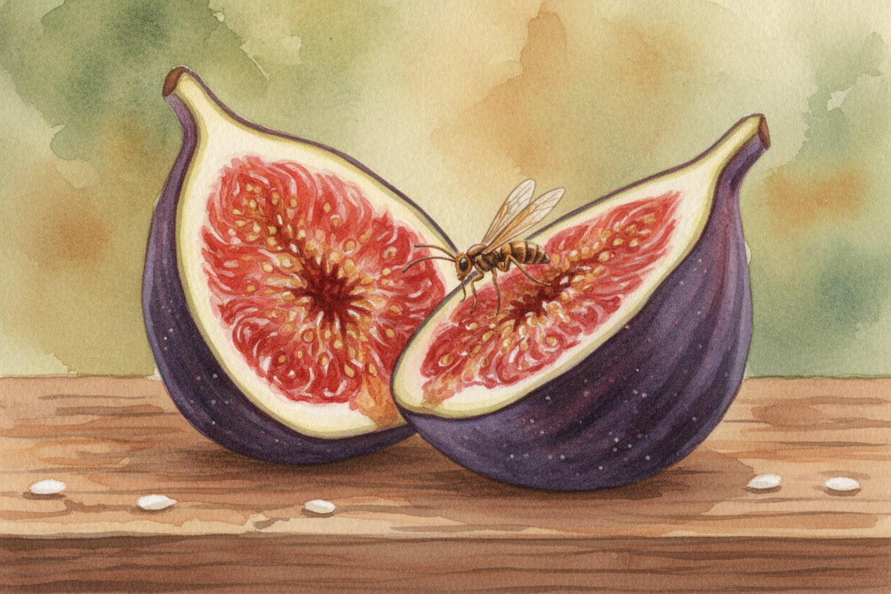 ~~Here's a wild fact:~~ every fig you've ever eaten exists because of a tiny wasp **smaller than a grain of rice**. *No 