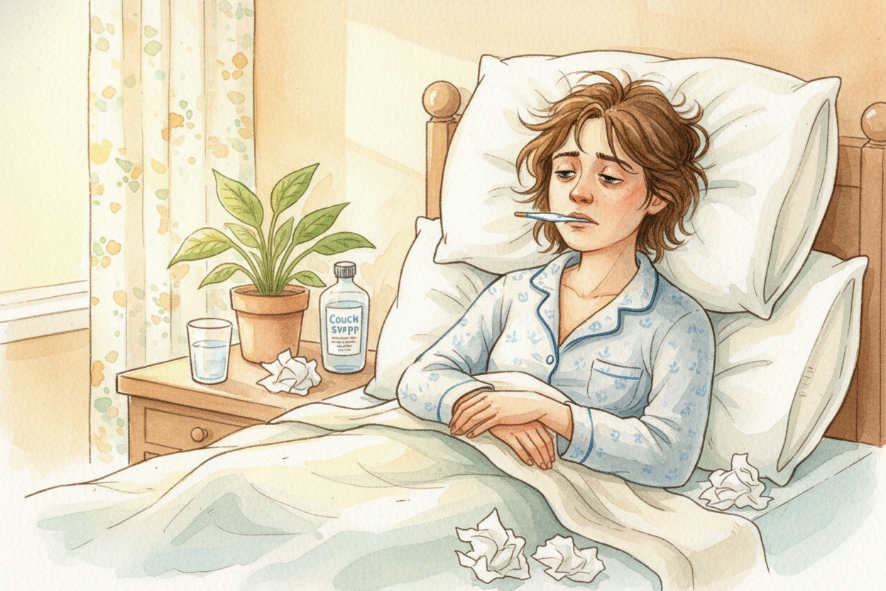 You wake up with a scratchy throat and a stuffy nose. Your head feels foggy. ~~"I'm sick,"~~ you groan. ~~But what does 