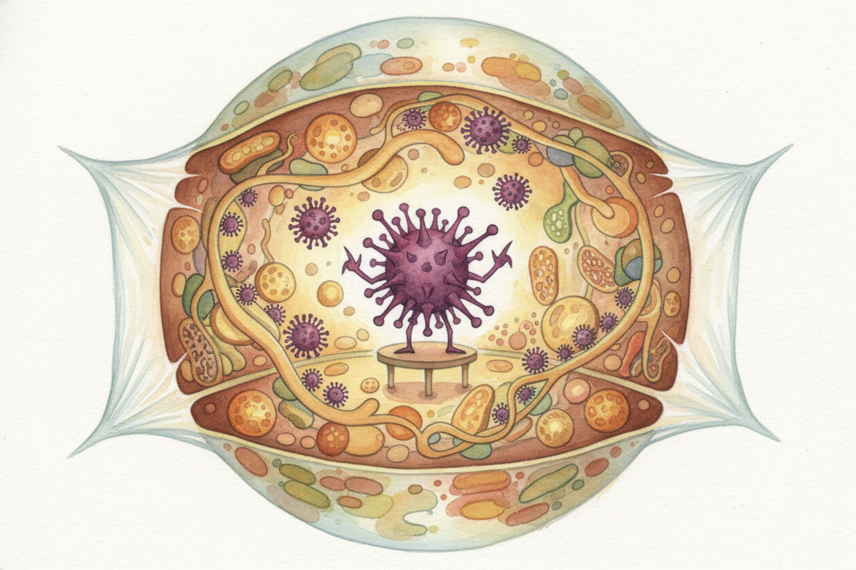 Some germs cause damage directly. Bacteria might **punch holes in your cells** to steal nutrients. Viruses hijack your c