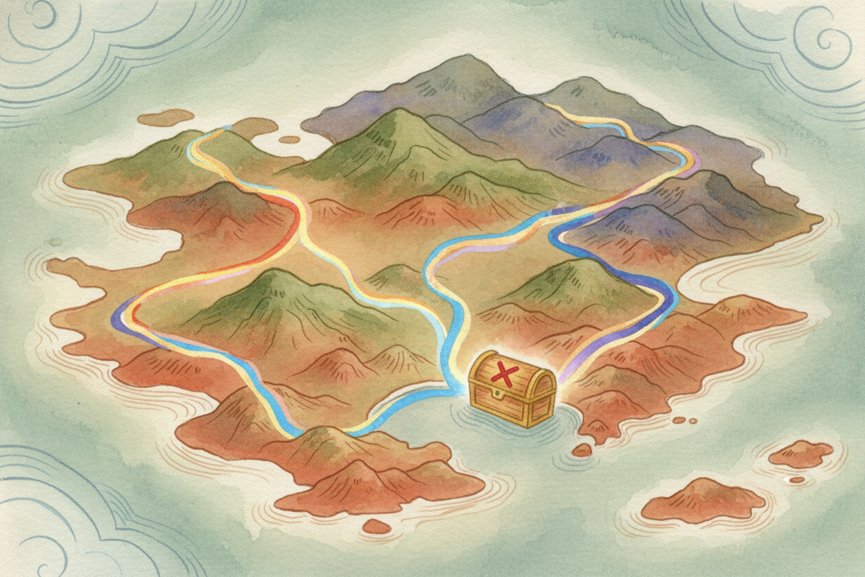 ~~Imagine you're hunting for treasure~~ on an island with a hundred trails. You wouldn't walk every trail to the end and