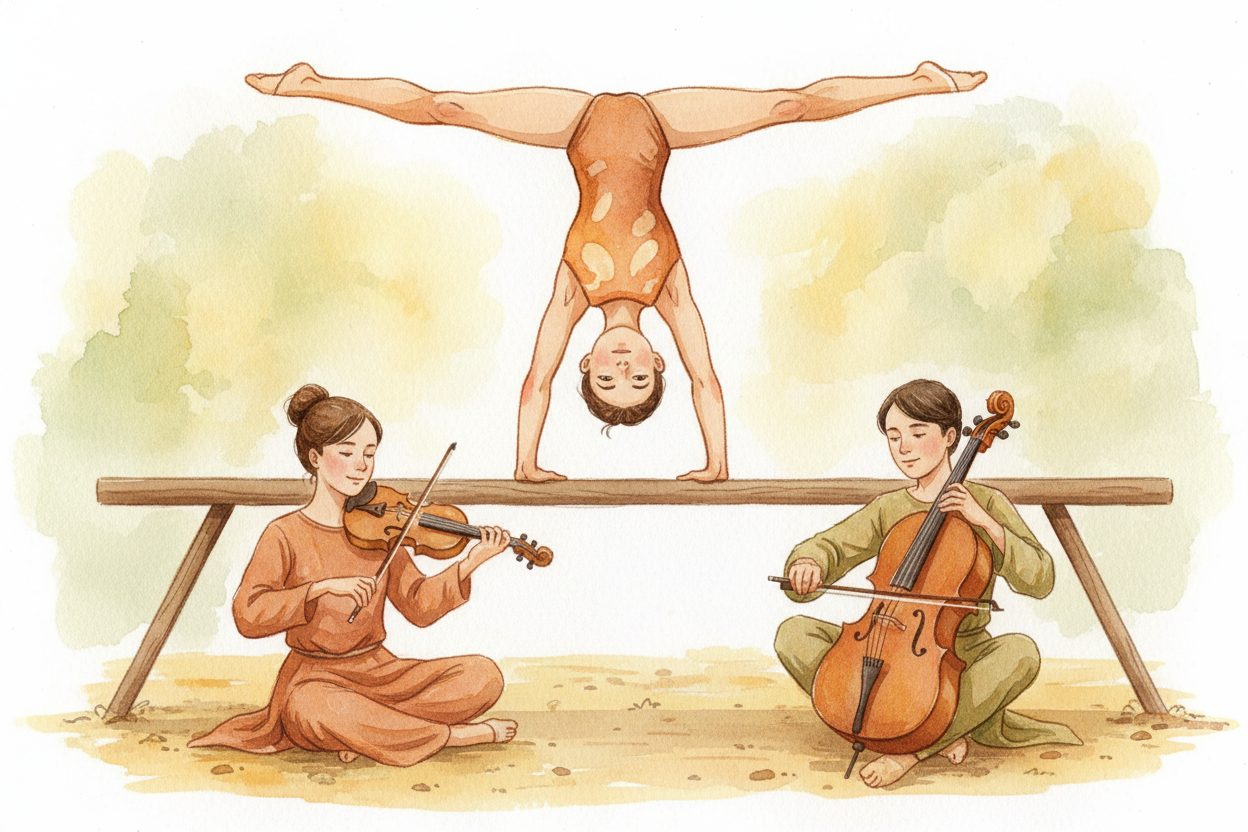 Gymnasts also train something called the ++vestibular system++ — _the whole balance command center in your brain_. They 