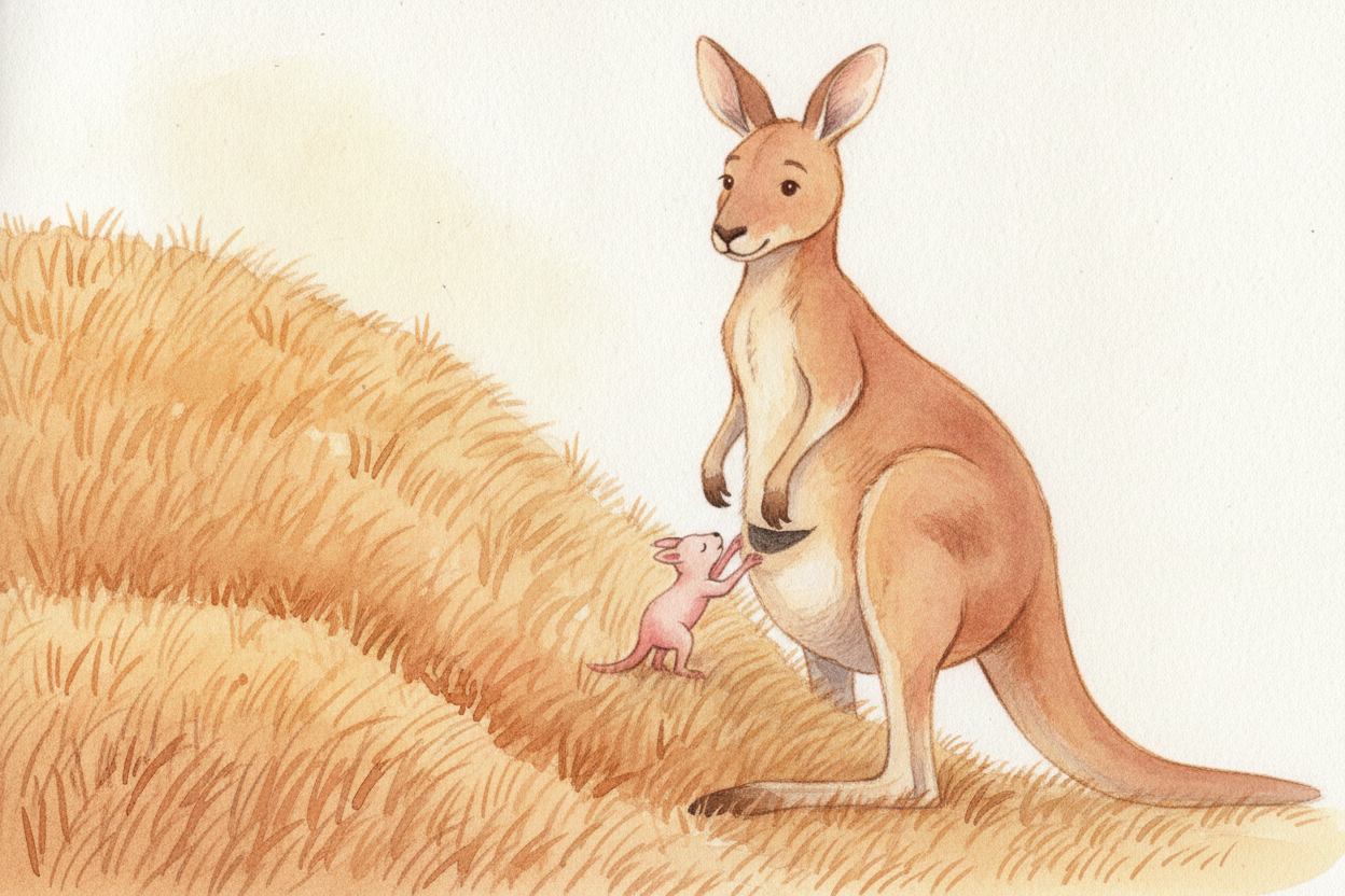 Right after being born, the *jellybean-sized* joey must make **the biggest climb of its life**. With its surprisingly st