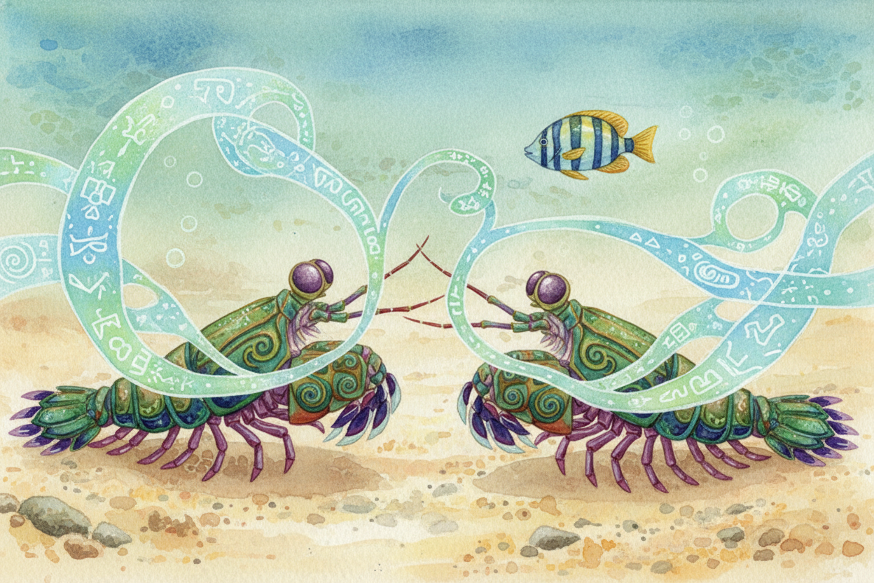 And it's not just more colors. ++Mantis shrimp++ see **circular polarized light**, _a twisting property of light waves_ 