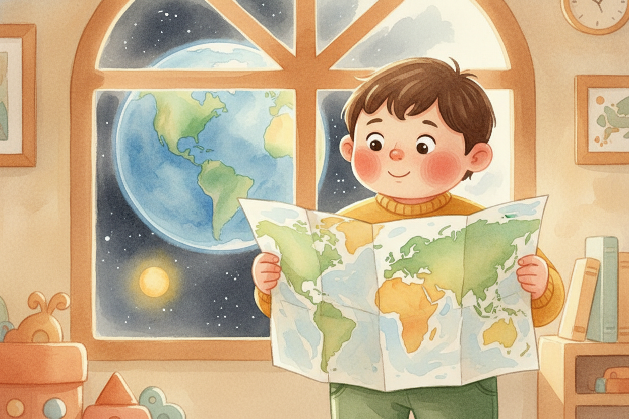You're holding a map the size of a magazine, and somehow the entire Earth — **197 million square miles** of oceans, moun