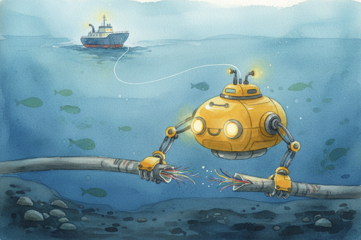 ~~Sometimes a cable breaks~~ — a ship drags an anchor through it, or an undersea landslide buries it. When that happens,