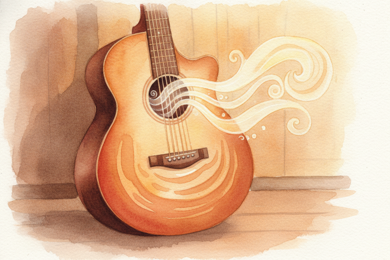 ~~But a bare string is shy~~ — too thin to push much air on its own. So we give it a helper: a hollow wooden box. The st
