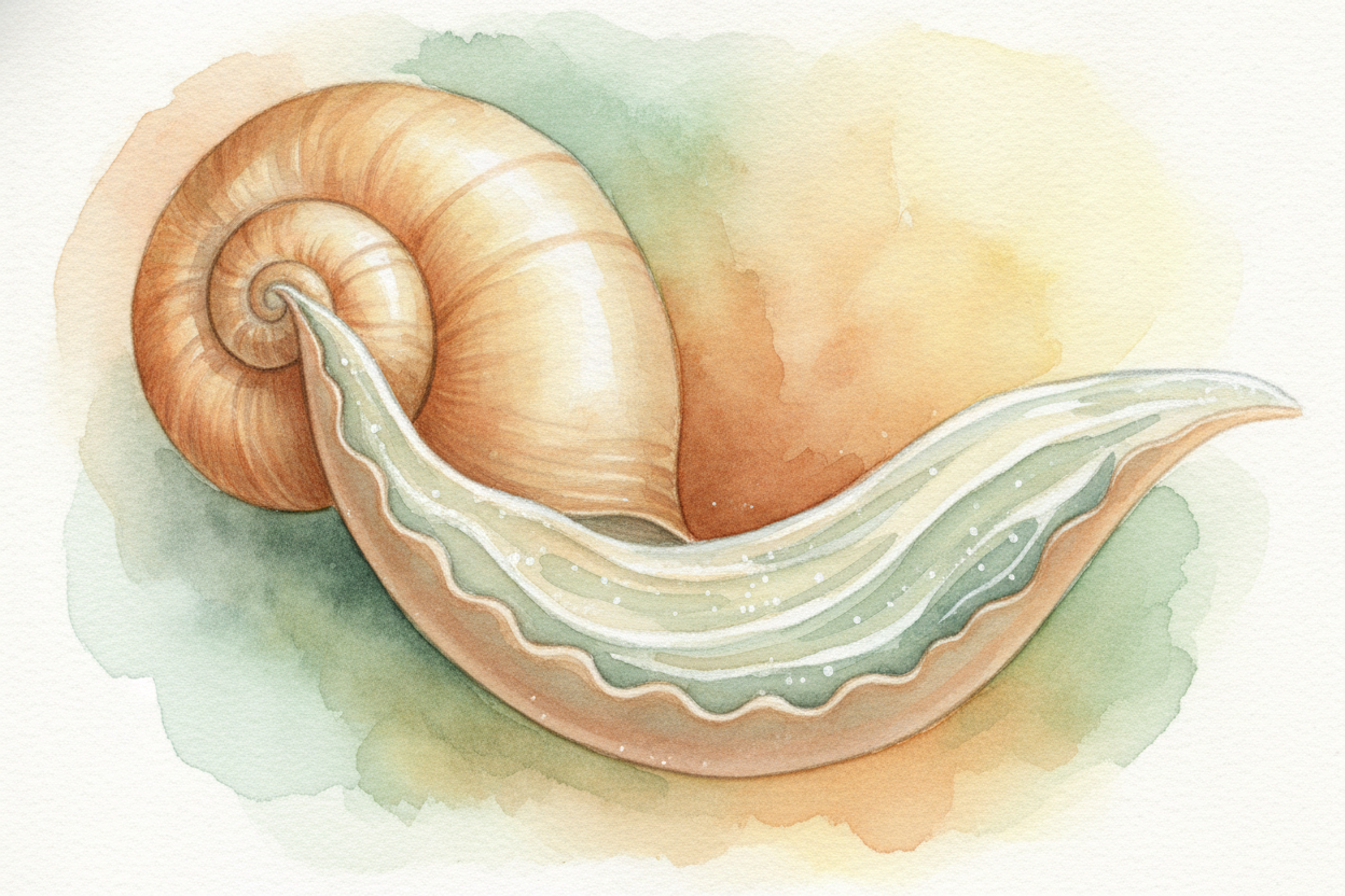 The fluid lives inside a curly, snail-shaped tube called the ++cochlea++. _(Say it KOK-lee-uh — it's just Greek for "sna