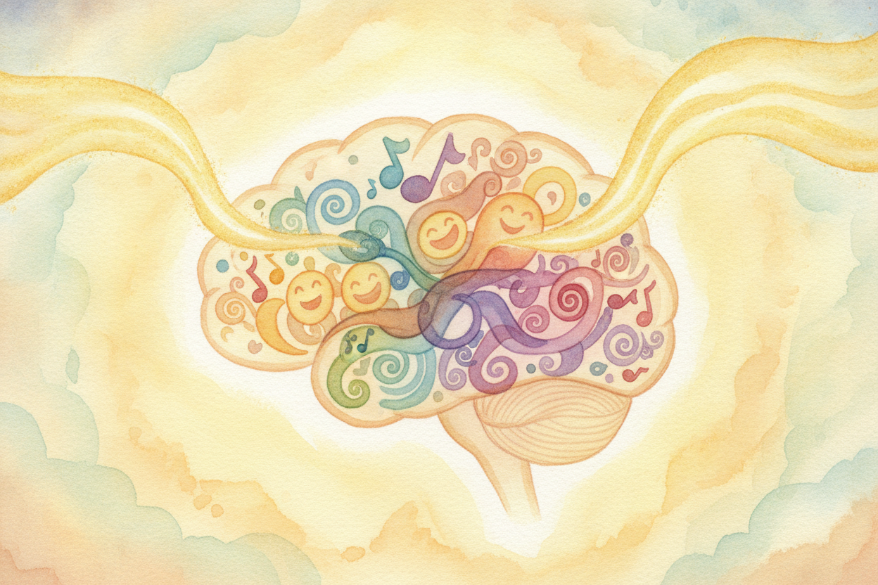 Your brain **catches all those sparks** and **snaps them together** into something you understand: a song, a name, a gig