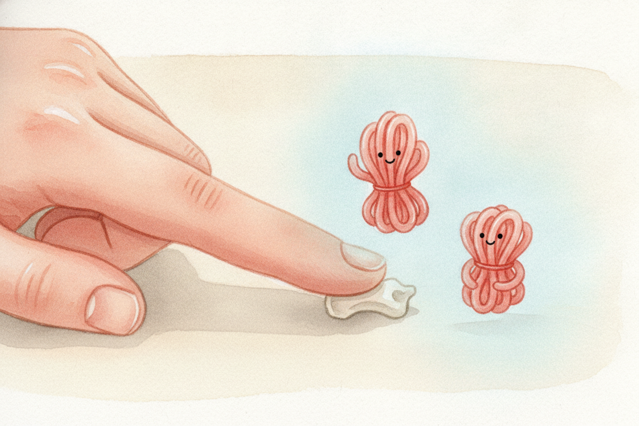 And that finger you lifted **way back on page one**? It's already back down, resting — because the moment one muscle sto