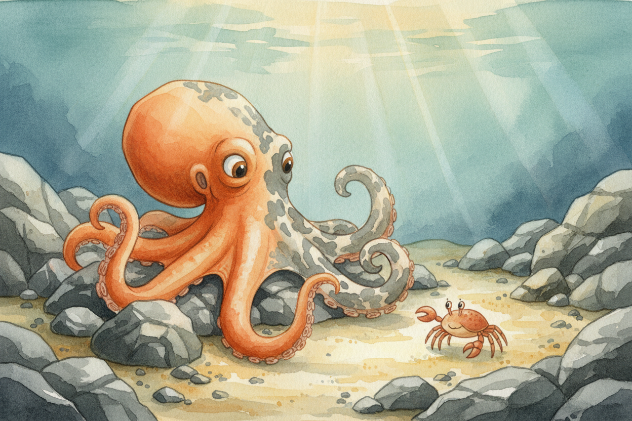You're sitting on a rock at the bottom of the ocean, minding your own business, when a crab walks past. You're hungry. Y