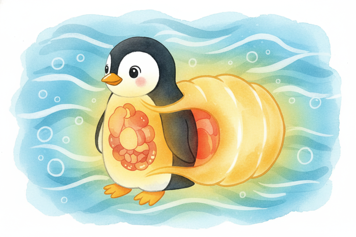 First, ~~penguins cheat~~. Under their sleek black-and-white feathers, they're wearing the **world's best wetsuit**: a t