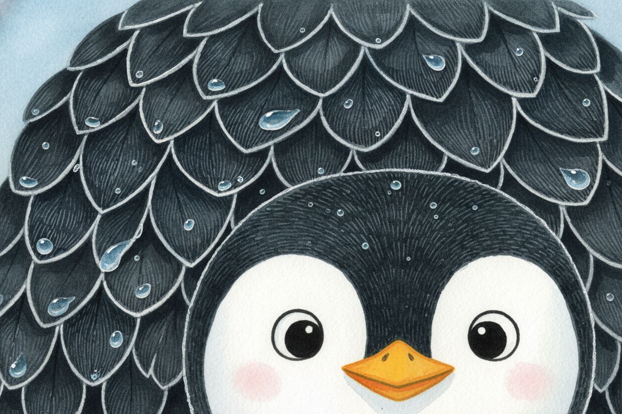 But blubber alone isn't enough — ~~water steals heat way faster than air does~~. So penguins have a second trick: their 