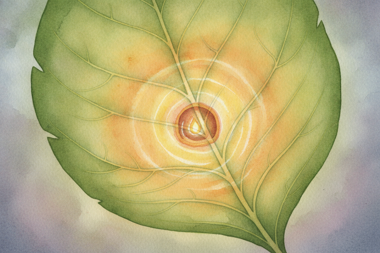 ~~Here's the clever part.~~ Sunlight isn't food — it's energy, **like a battery's charge**. The plant can't eat light **