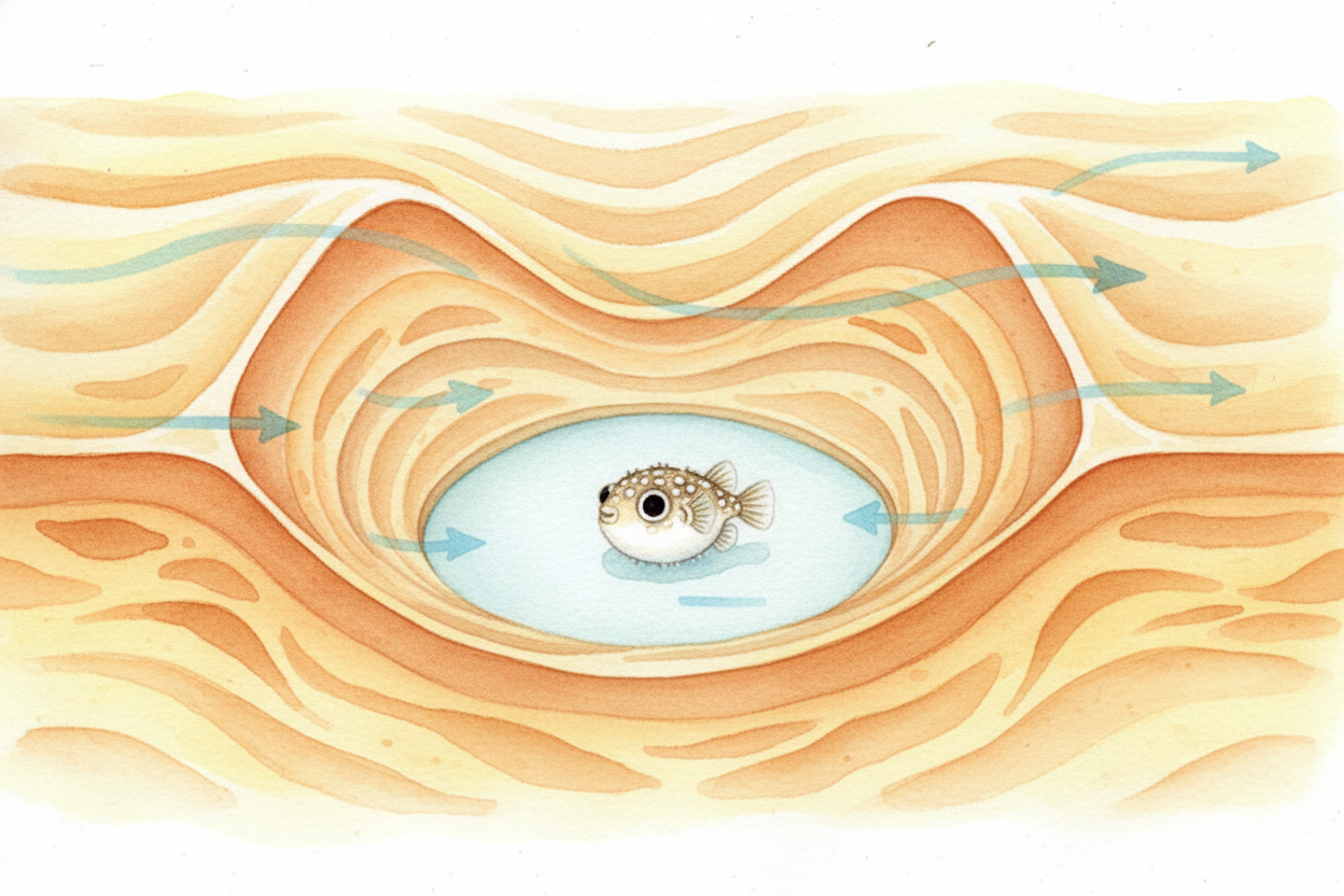 Why the ridges? ~~They're not decoration.~~ **They're engineering.** The male is building a nest, and those *radiating v