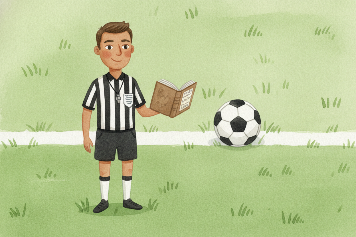 The referee's first tool is the rulebook — the actual written rules of the game that everyone agreed to before kickoff. 