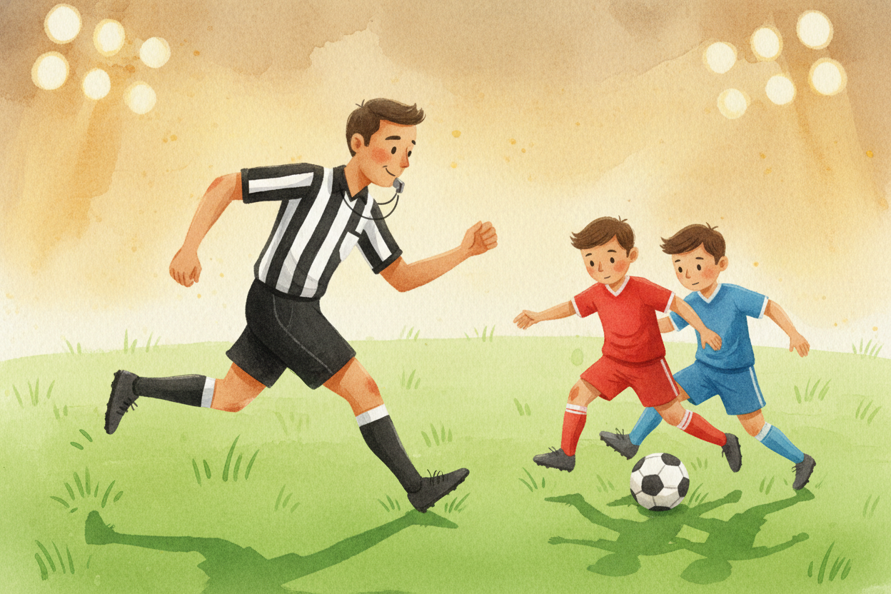 ~~But rules on paper don't enforce themselves.~~ The referee's second tool is position. A good referee is always moving,