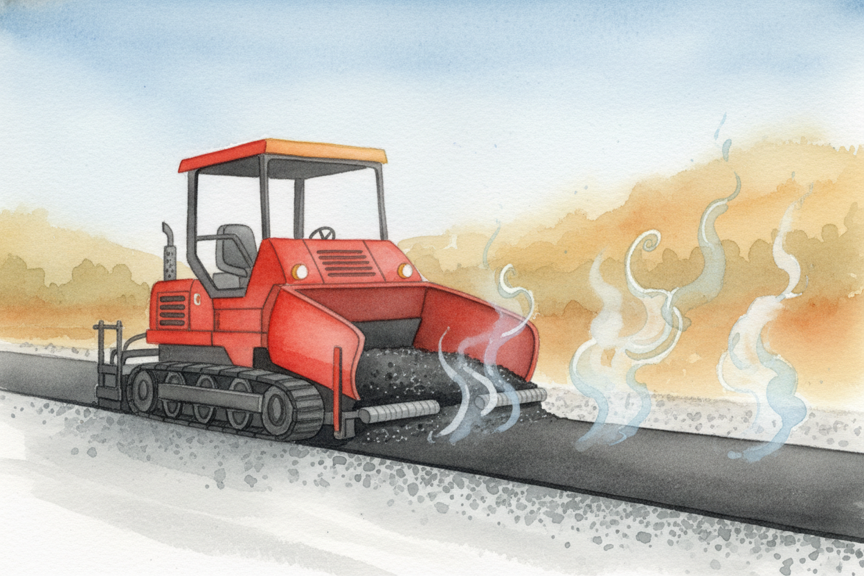 Now comes the asphalt — but it's not paint, and it's not rubber. Asphalt is a mix of hot sticky black goo (petroleum tar