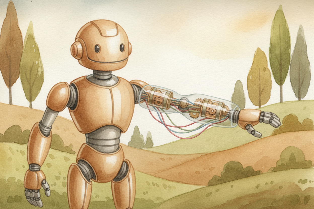 Stack a motor and gears together and you get a ++servo++ — the **robot's artificial muscle**. Tell a servo "~~rotate 45 