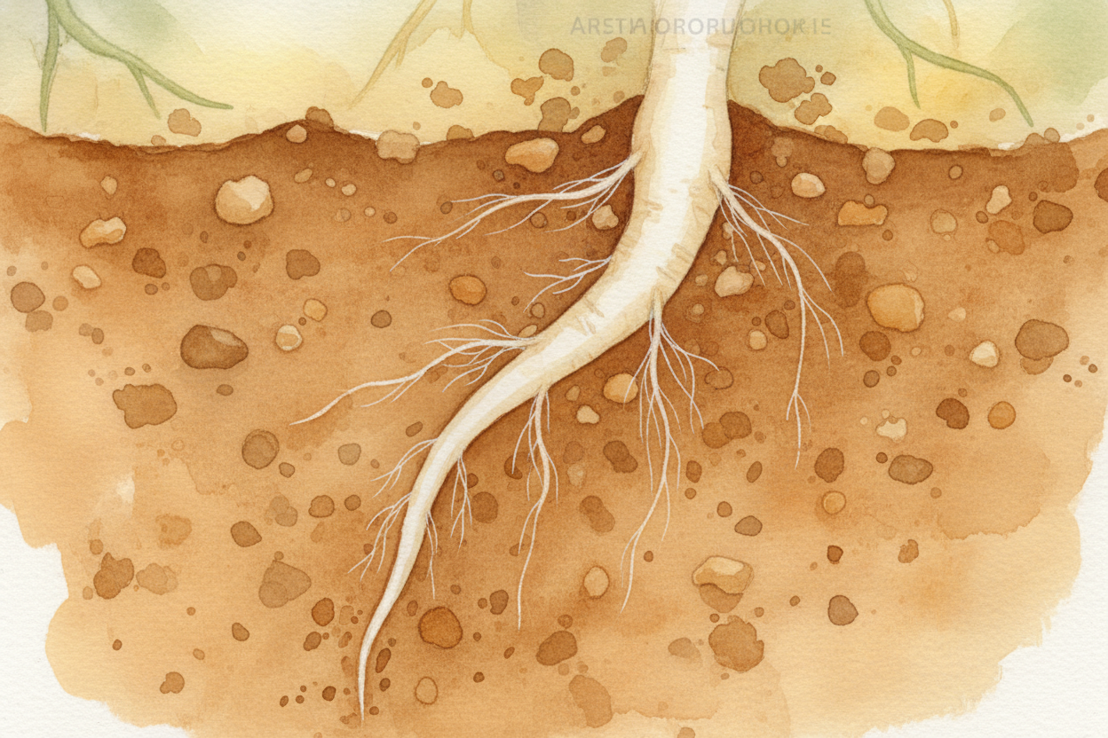 When one side of a root grows faster, ~~the whole root bends~~. It curves down, *chasing the statoliths' sense of gravit