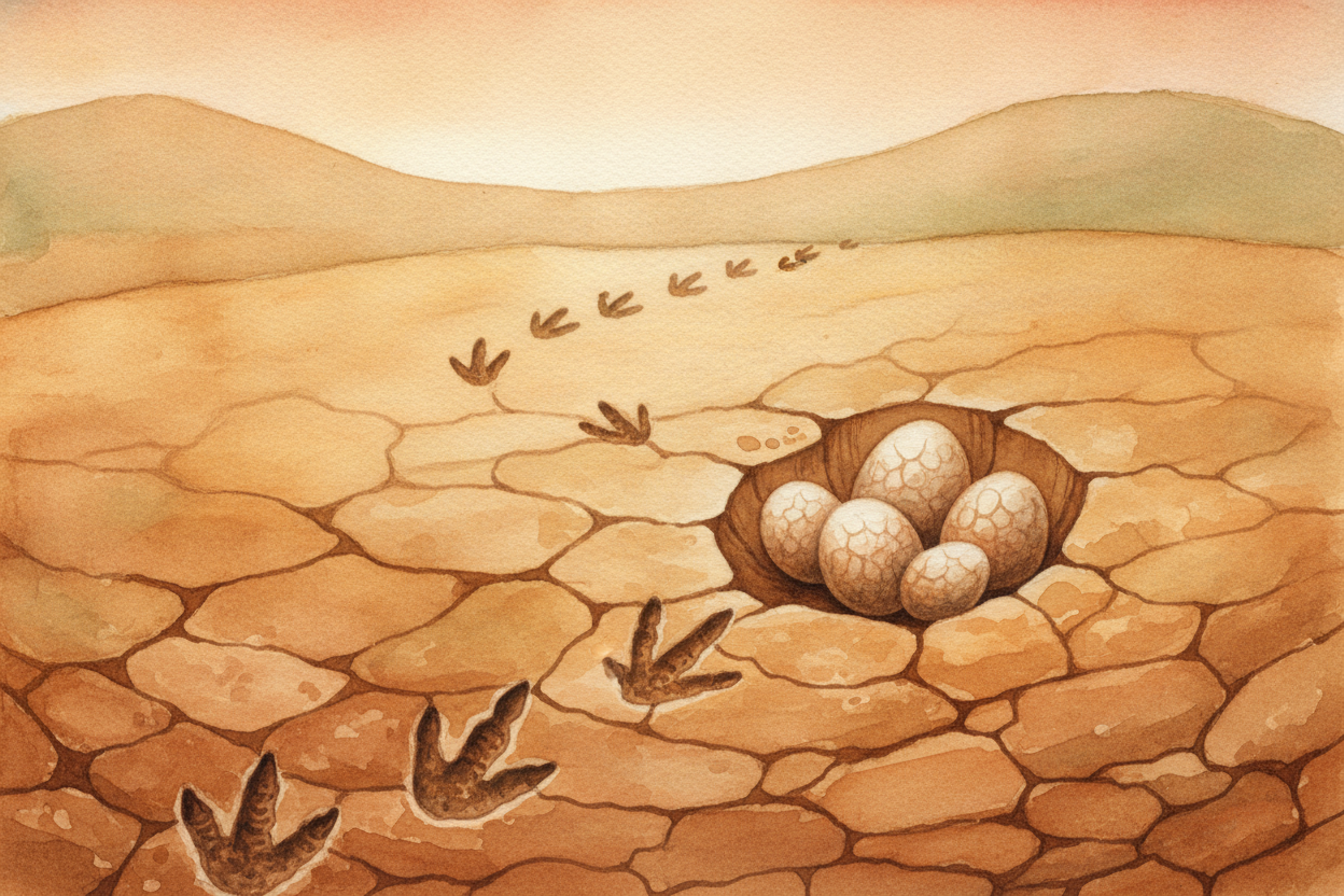 Bones aren't the only clues. Creatures left footprints in mud that hardened into stone, telling us how fast they ran. Th
