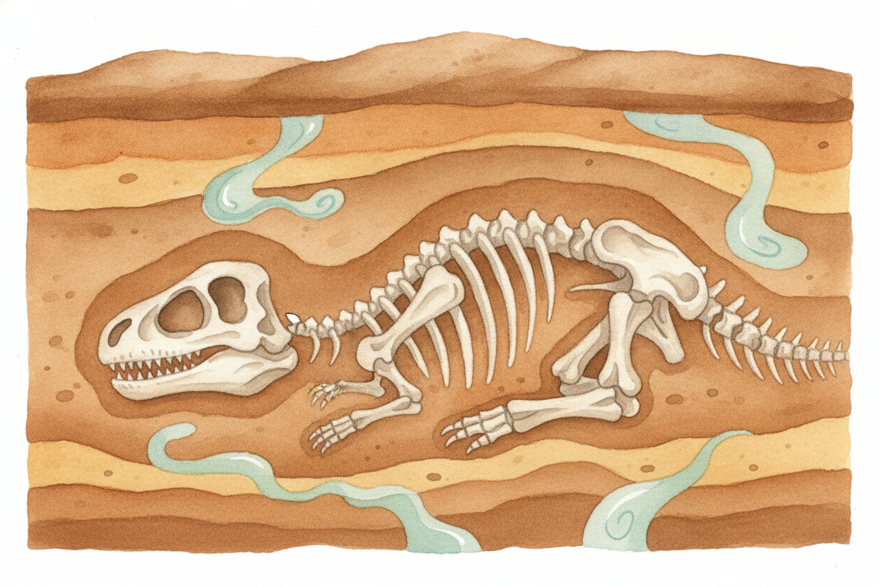First, a bone has to survive the impossible. When most animals die, they vanish completely — eaten, rotted, gone. ~~But 