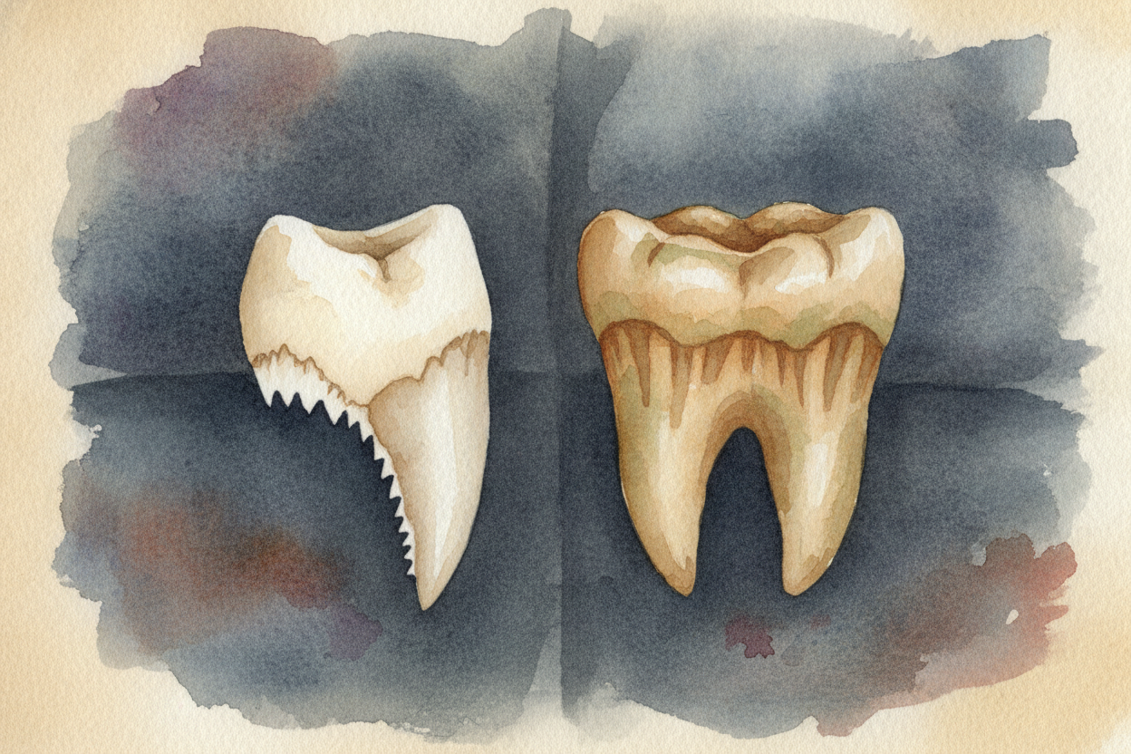 A single bone is chatty if you listen. ~~Teeth are the loudest.~~ Flat, ridged teeth grind plants, so that animal was a 