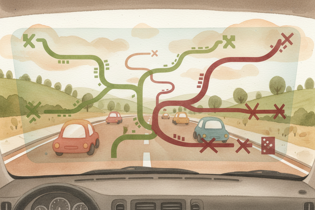 ~~Now comes the trickiest part:~~ deciding what to do. The car's planning system juggles a **thousand micro-decisions pe