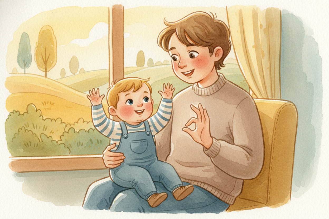 When babies grow up in deaf families, ~~they babble with their hands~~ — **little nonsense gestures**, practicing the sh